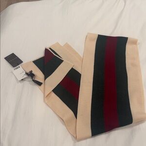 Gucci Cream Scarf with Green & Red Web Stripes